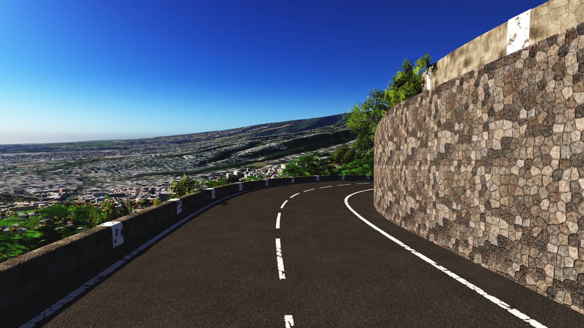 Rendu en jeu : Épingle n° 8, mur de basalte, km 3,4